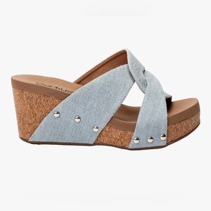 Corkys Denim Wedge Sandals New with box